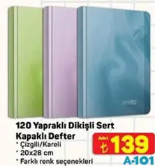 GIPTA 120 YAPRAKLI DİKİŞLİ SERT KAPAKLI DEFTER 20X28 CM ÇİZGİLİ/KARELİ